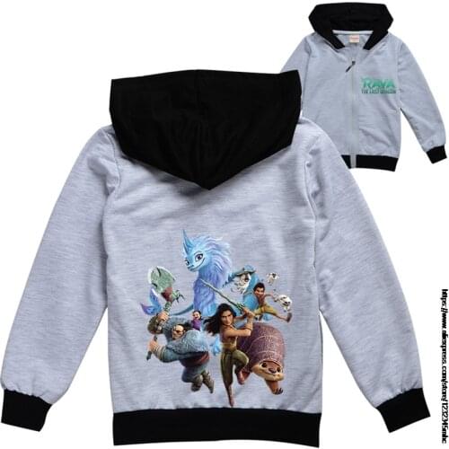 Raya and The Last Dragon Autumn Kid Jacket Children Hooded Coat Boys Girls Outerwear Zipper Clothe Spring Windbreaker Cute
