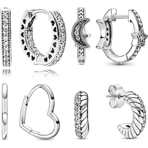 Pan home new sterling silver earring hook s925 silver inlay zircon peach heart hollow stud earrings girl earrings gift