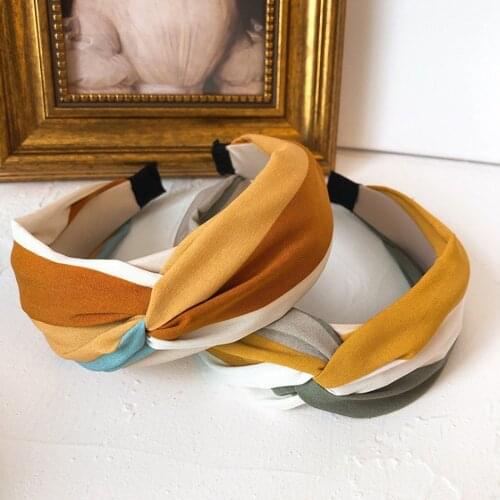 New Fashion Women Hairband Cross Knot Rhinbow Plaid Headband Wide Side Turban Hair Accessories For Girls Wholesale