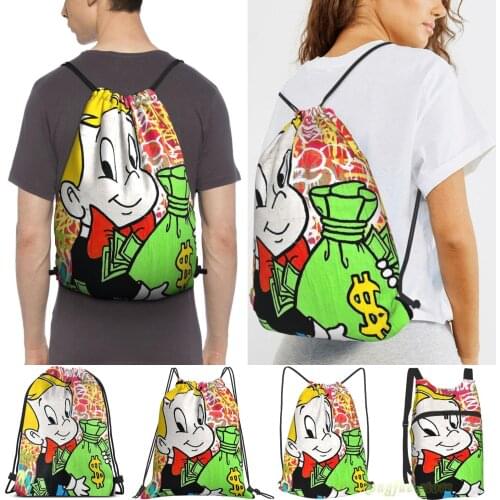 Richie Rich Women Purpose Drawstring Backpack Bags Men Outdoor Travel Backpacks For Gym Training Swimming Fitness Bag