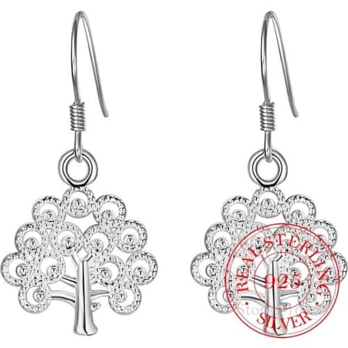 925 Sterling Silver Earring Korean Vintage Christmas Tree of Life Long Dangle Earrings For Women 2020 Engagement Wedding Jewelry