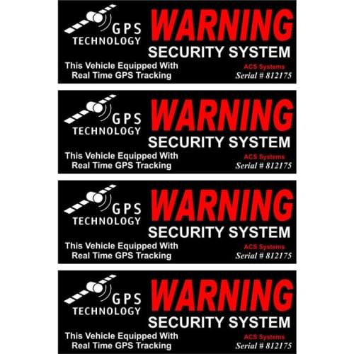 Dawasaru 4x Gps Warning Security System Car Sticker Personalized Decal Truck Motorcycle Auto Accessories Decoration PVC,10cm*3cm