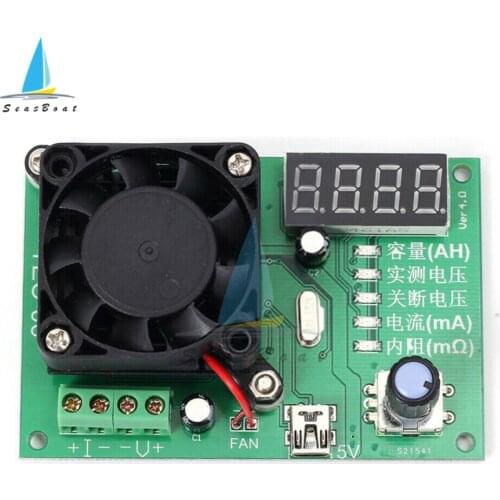 TEC-06 Battery Capacity Tester 16W Constant-current Electronic Load Max 500AH LED Display Mobile Power Test Module with Fan