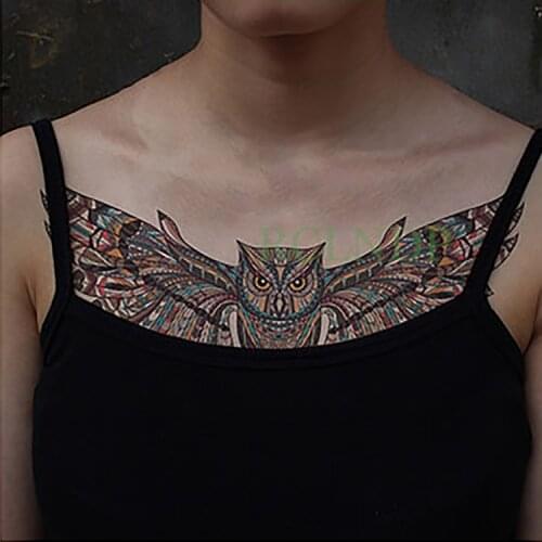 Waterproof Temporary Tattoo Sticker Owl Fake Tatoo Animal Large Size Flash Tatto on Breast Chest Waist Back for Women Girl Men