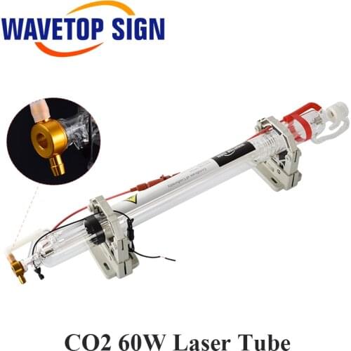 WaveTopSign 60W Co2 Laser Tube Length 1250mm Dia. 55mm Upgraded Metal Head Glass Pipe for CO2 Laser Engraving Cutting Machine