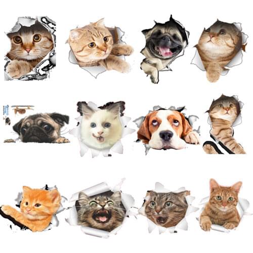 Vivid 3d cat and dog animal toilet stickers home decoration Diy wc accessoriesPvc poster kitten cartoon Wall stickers art decals