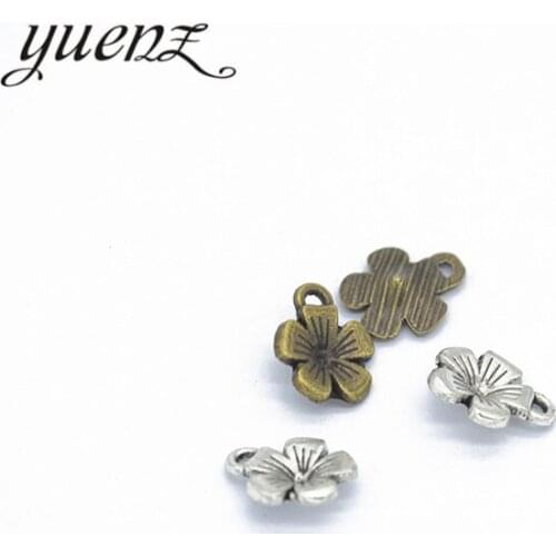 YuenZ 40pcs Alloy Charms Antique Silver color flower Pendants Jewelry Findings For DIY Handmade Jewelry Making 11*9mm Q130