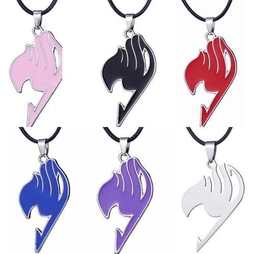 ZRM Jewelry Fashion Anime Charm Fairy Tail Pendant Necklace Leather Rope Jewelry For Men And Women Gifts