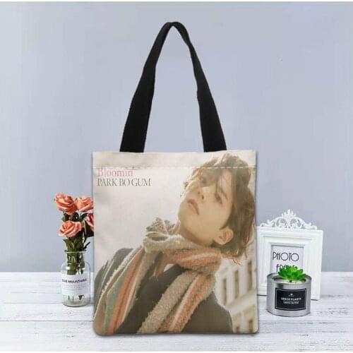 New Custom Park Bo Gum printed Handbag canvas tote bags shopping travel Casual Useful Shoulder Bag women bag