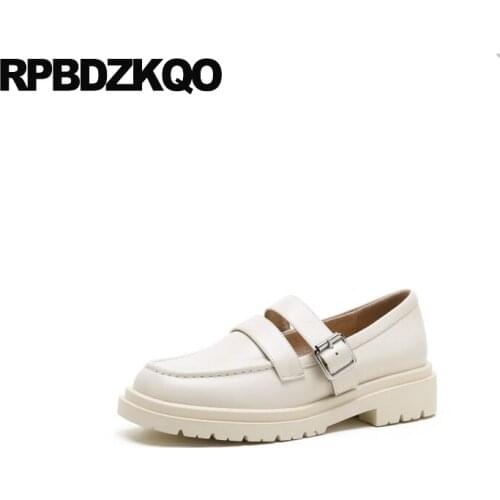Beige Designer Shoes Women Luxury 2021 Vintage Japanese School Genuine Leather Girls Custom Mary Jane Chunky China Round Toe