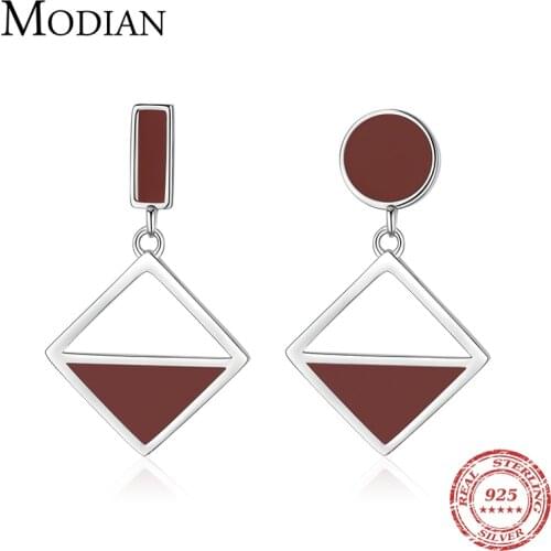 Modian Irregular Red Enamel Drop Earrings 100% Real 925 Sterling Silver Sweet Charm Swing Dangle For Women Fine Jewelry Arete