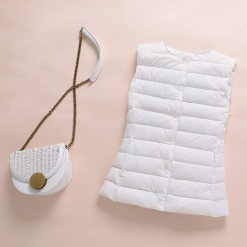 Ultralight Down Vest Women 2021 New Single-breasted Sleeveless Women Duck Down Waistcoat Puffy Padded Warm Vest Jacket