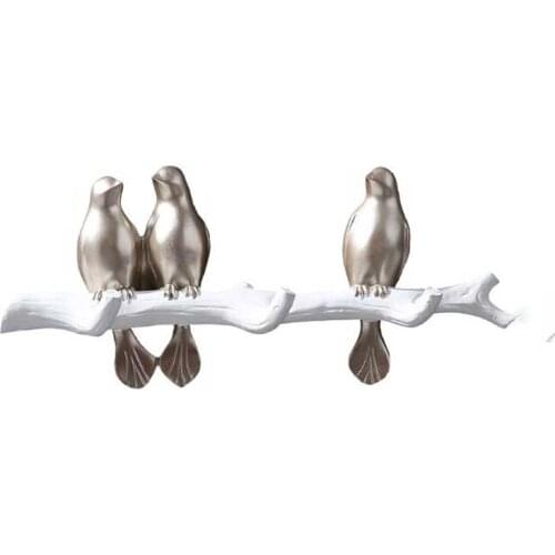 Gold Bird Wall decor clothes hanger Robe hook resin bird hanging organizer
