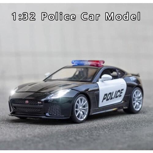 1:32 Martin Jaguar Mclaren Alloy Police Car Model Simulation Sound And Light Pull Back Car Boy Toy Decoration Gift Collection