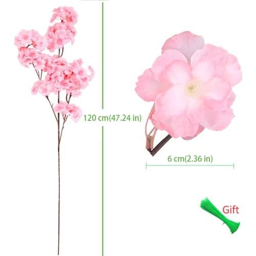 100Pcs cherry blossom tree Artificial Flowers 120cm Silk High simulation Wedding decoration home Decor Factory Direct Selling