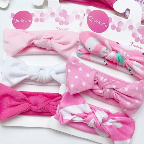 3Pcs/Set Baby Headband Girls Hair Accessories Cotton Bow Turban Bow Elastic Hairband Baby Princess Christmas Day Gifts