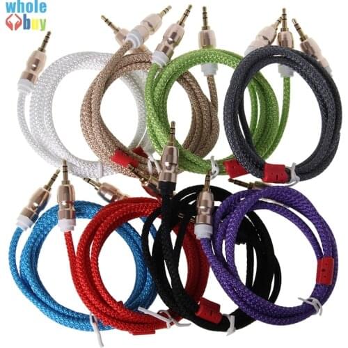 300pcs/lot Wollens Thick Wool Fabric Audio Cable 3.5mm Aux Cable Male To Male Kabel Gold Plug Car Aux Cord for Iphone Samsung