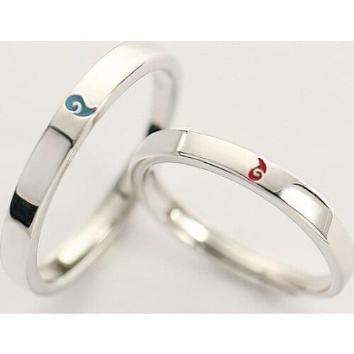 925 Sterling Silver Flame Love Ring Resizable Lovers' Ring Couple Ring Boyfrid Girlfriend Gift