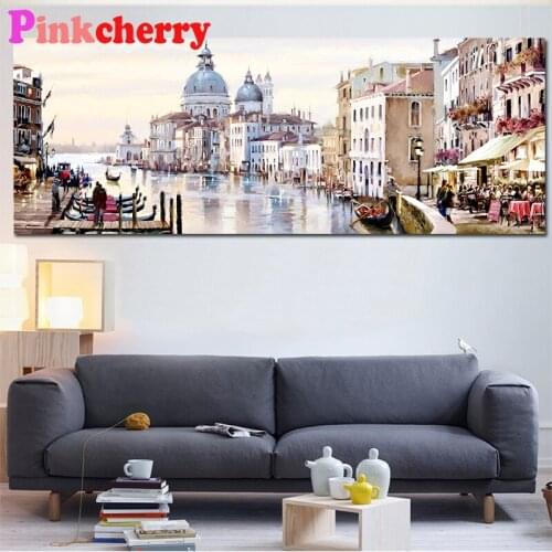 Diamond Embroidery Abstract Venice City of Water Landscape Picture Of Rhinestones Full Square Round Diamond Painting Large Size