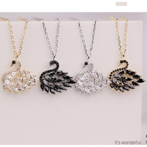 Swan Gold Goth Sterling Real 925 Silver Chain For Women Animal Necklace Sets Vintage Jewelry Zircon Pendant Big Undefined Luxury