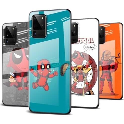 Tempered Glass Cover Deadpool Marvel Cartoon For Samsung Galaxy S20 FE S10e S10 S9 S8 Ultra Plus Lite Plus 5G Phone Case