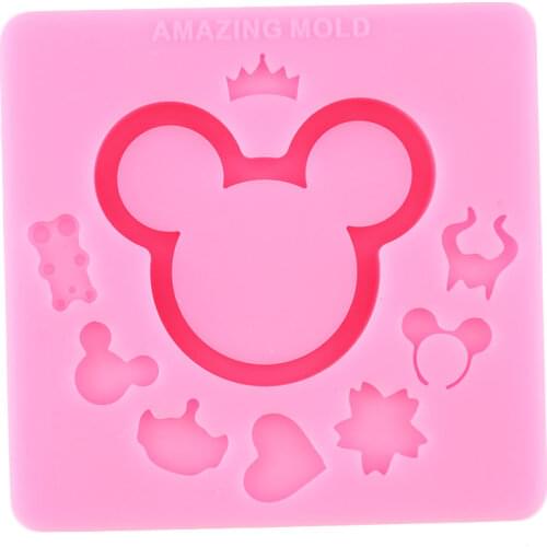 Disney Mickey Quicksand Bottle Silicone Molds Epoxy Resin Casting Keychain Molds Chocolate Candy Fondant Cake Decorating Tools