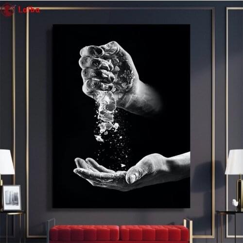 DIY round square diamond embroidery Abstract black and white art, hand pattern cross stitch kits 5d diamond painting rhinestone
