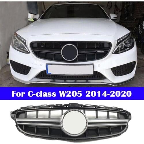 For Mercedes-Benz C-class W205 2014-2020 Car styling Middle grille sports C63S ABS plastic Center Grill AMG vertical bar bumper