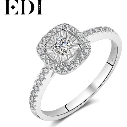 EDI Classic Halo 0.34cttw Real Natural Diamond Rings 14k 585 White Gold Wedding Bands Jewelry For Women