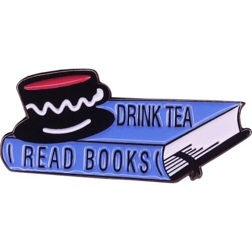 Drink tea read books Enamel pin