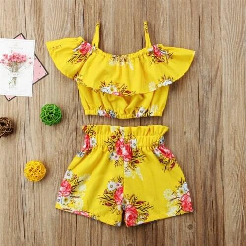 Fashion Hot Toddler Baby Summer 2020 Kid Clothes Floral Print T-shirt+Shorts Girls Outfits toddler girls clothes vetement enfant