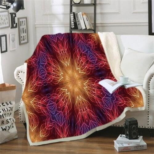 Custom Blanket For Adults Kids 3D Psychedelic Scenery Sherpa Fleece Bed Blankets Travel Camping Mantle Bedspreads