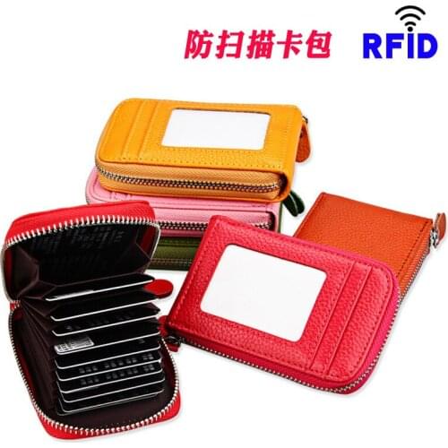 Genuine Leather Wallet Card Holder Women Fashion Card Case Credit ID Card Holder Money Bag Card Bag Case Zipper
