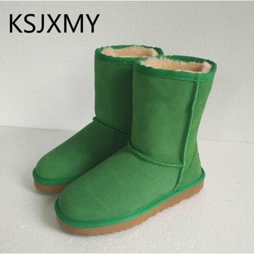 Classic waterproof genuine cowhide leather snow boots 100% wool Women Boots Warm winter shoes for women