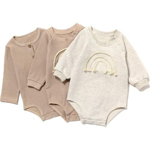 Spring Autumn Newborn Baby Girls Rompers Baby bboys Long Sleeve Solid Color Bodysuits Toddler Infant Clothes One Piece Outfits