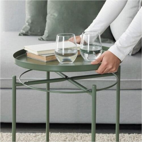 Creative Round Nordic iron coffee End Side tables Furniture for home Bedside Sofa Tea Fruit Small Desk Garden Mobile Low Tables