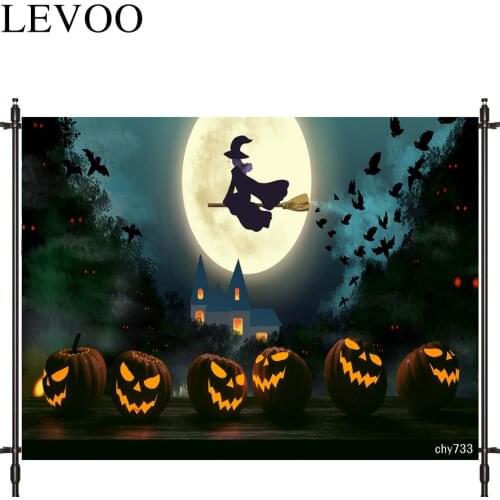 LEVOO Photography Background Halloween Magic Pumpkin Lantern Castle Fabric Custom Shoot Prop Background Photocall Photo Studio