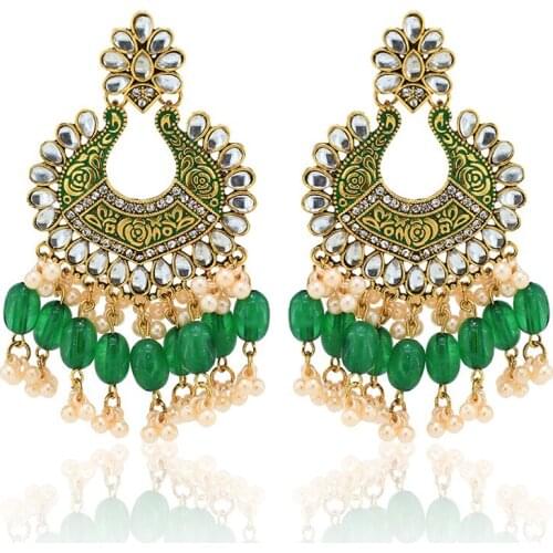 MIQIAO Silver Plated Vintage Boho Luxury Beads Summer Beach Drop Stud Piercing Earrings for Women Couple Gift Fashion Jewelry