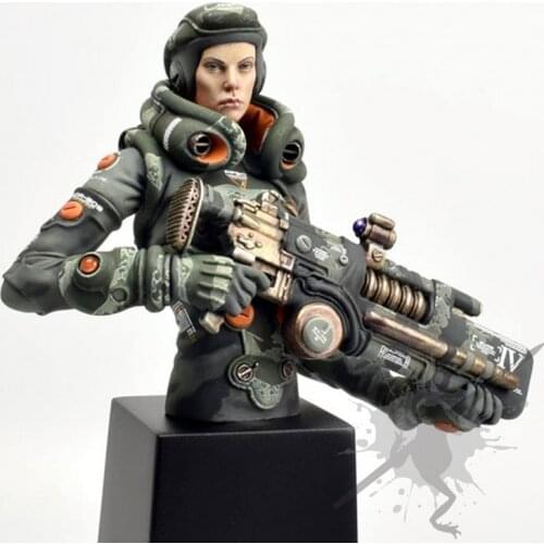 1/10 Resin Model Bust GK, Female shooter, Mecha theme, Unassembled and unpainted kit