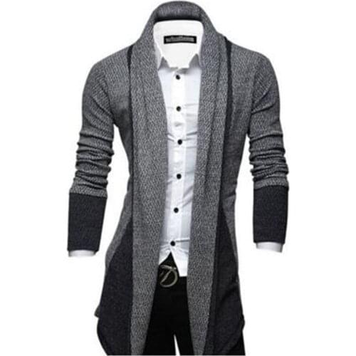Mens sweaters 2019 autumn winter fashion sweater men patchwork contrast men cardigan irregular hem design sweter coat pull homme