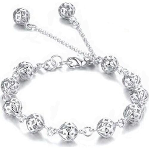 High Quality 925 Silver Hollow Ball Bracelet For Women Girl Bracelets & Bangles Best Gift Jewelry Accessory