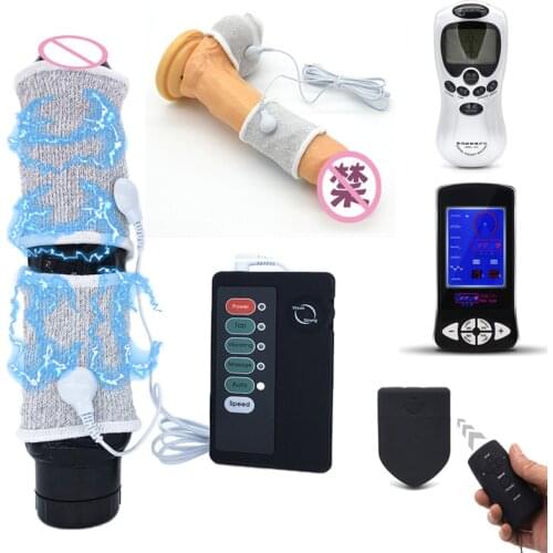 Electro Shock Kit Penis Ring Extender Enlargement Electrical Stimulation Physiotherapy Cock Rings Masturbator Sex Toys For Man