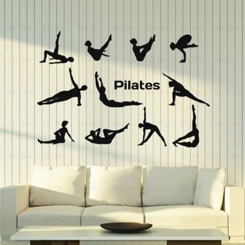 Pilates Posture Wall Decal Lifestyle Yoga Pose Gymnastics Sport Interior Decor Vinyl Window Stickers Mural Art Removable