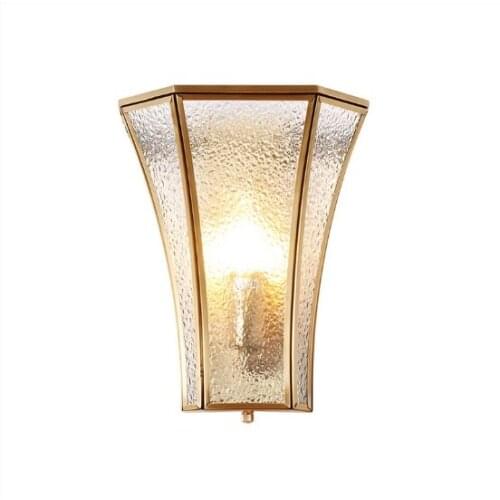 All-copper American country wall lamp single head living room wall bedroom bedside lamp aisle stair wall study lamp