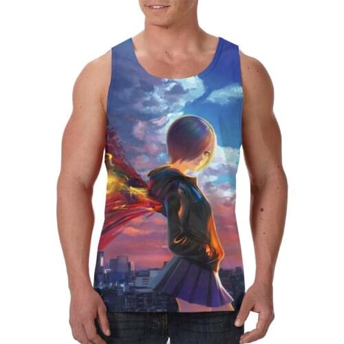 2021 new mens tank tops shirt gym fitness vest sleeveless Tokyo Ghoul male casual bodybuilding sports man Workout clothes