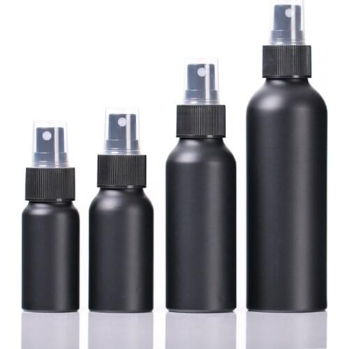 30/50/100/150ml Portable Travel Black Aluminum Bottle Empty Perfume Spray Bottle Pure Essence Lotion Bottle Cosmetic Container