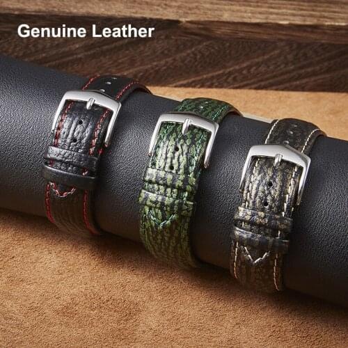 Genuine Leather Watchbands 22mm for Galaxy Watch Gear S3 Amazfit Huawei GT 2E Honor GS Pro Shark Texture Strap Real Leather Band