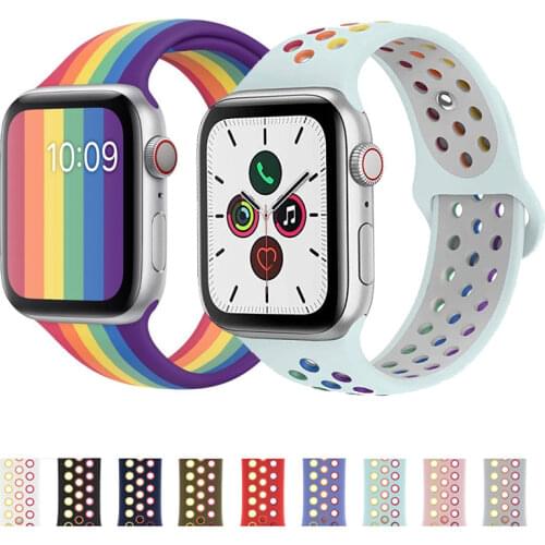 Silicone Strap For Apple Watch Band 44mm 40mm 42mm 38mm Breathable Sport bracelet Apple watch 6 Strap iWatch series 5 4 3 se