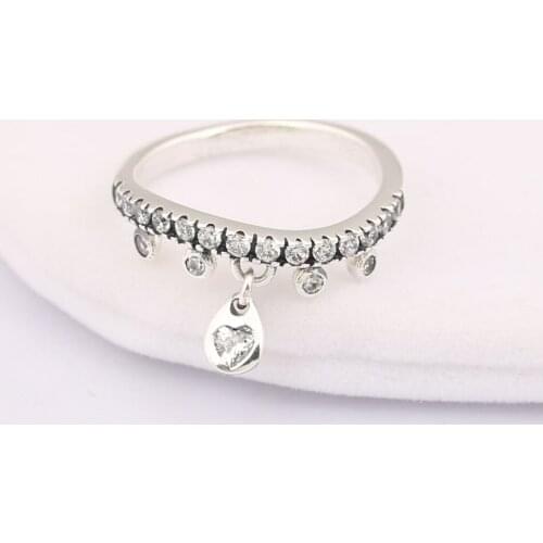 S925 Chandelier Droplets With Crystal Ring For Women Wedding Party fit Lady Fine Jewelry