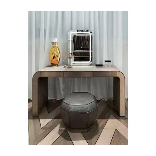 Post modern simple U-shaped fashion dressing table leather small size household dressing table customized with LED light